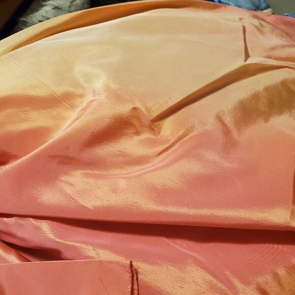 Vintage 80s Peach Ombre Poofy High Low Fit and Flare 3D Floret Prom Dress - Picture 13 of 13